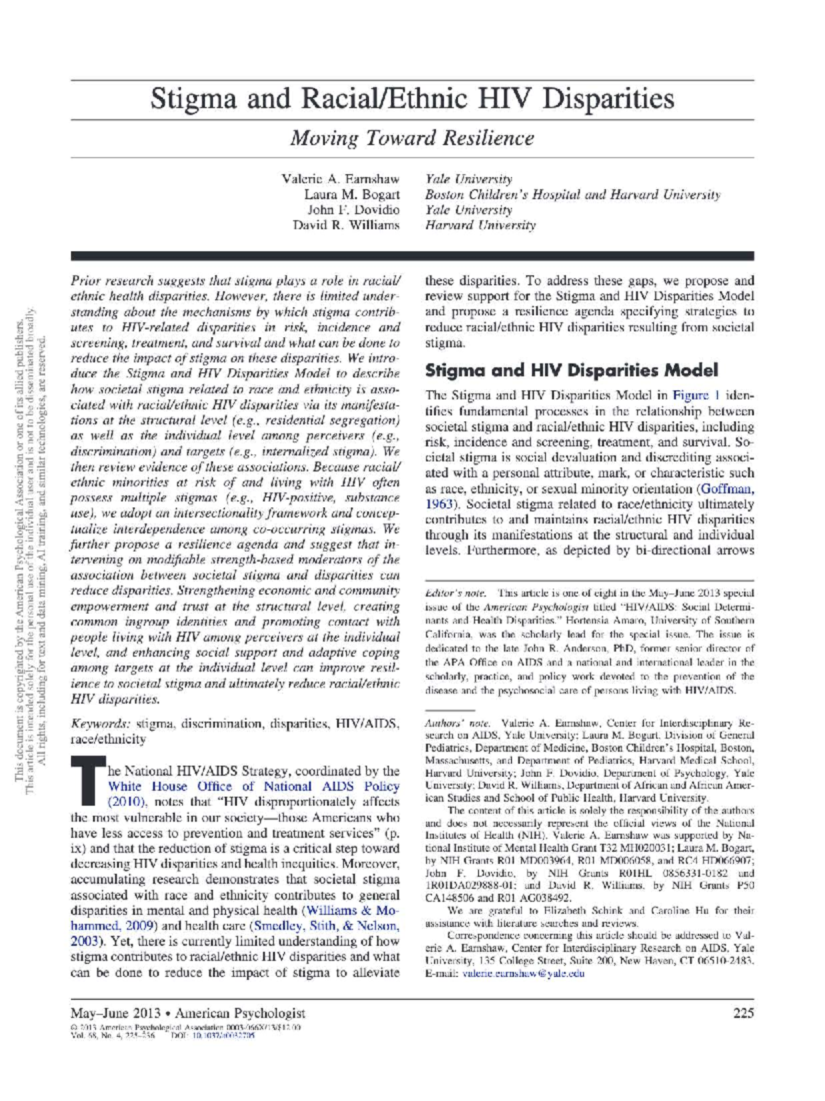 Stigma and Racial-Ethnic HIV Disparities: A Resilience Framework - Studocu