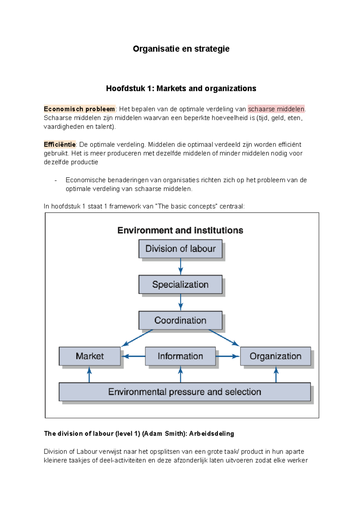Organisatie en Strategie Notities: Inzichten en Mechanismen (ECON 101) -  Studeersnel