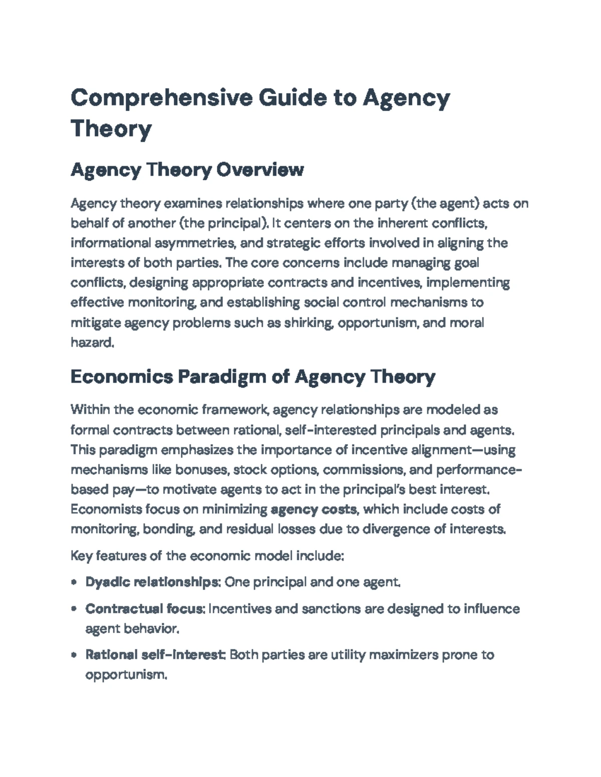 Agency Theory: Insights from Economics, Sociology, and Beyond (SOC 101 ...