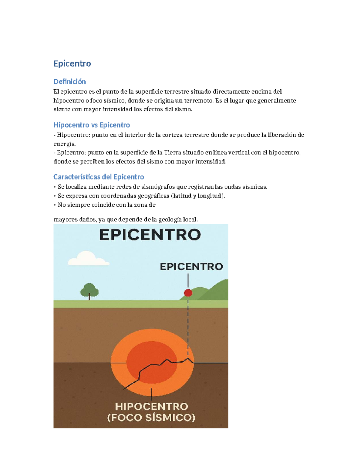 Epicentro y Hipocentro: Definición y Características - Studocu