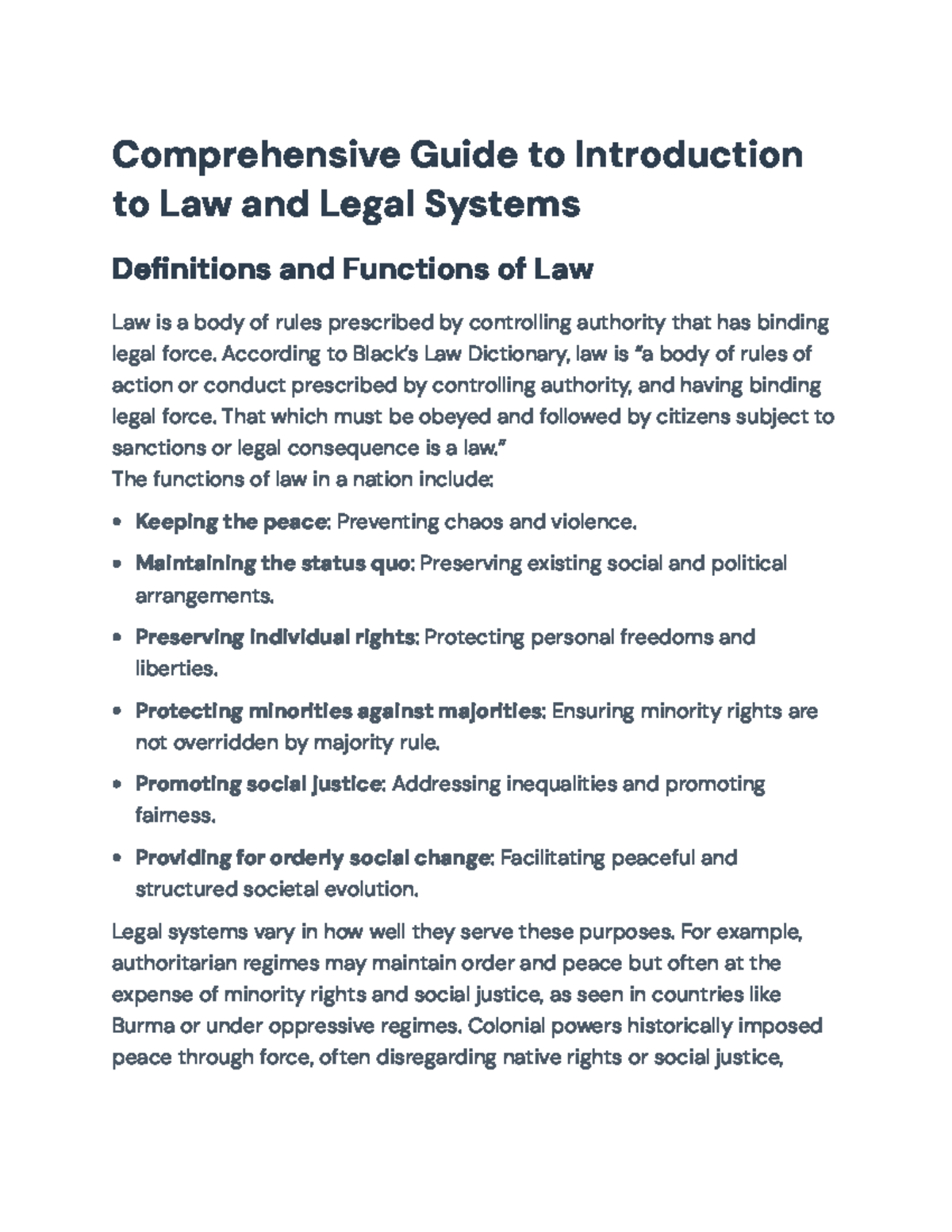 Comprehensive Overview of U.S. Law & Legal Systems (LAW 101) - Studocu