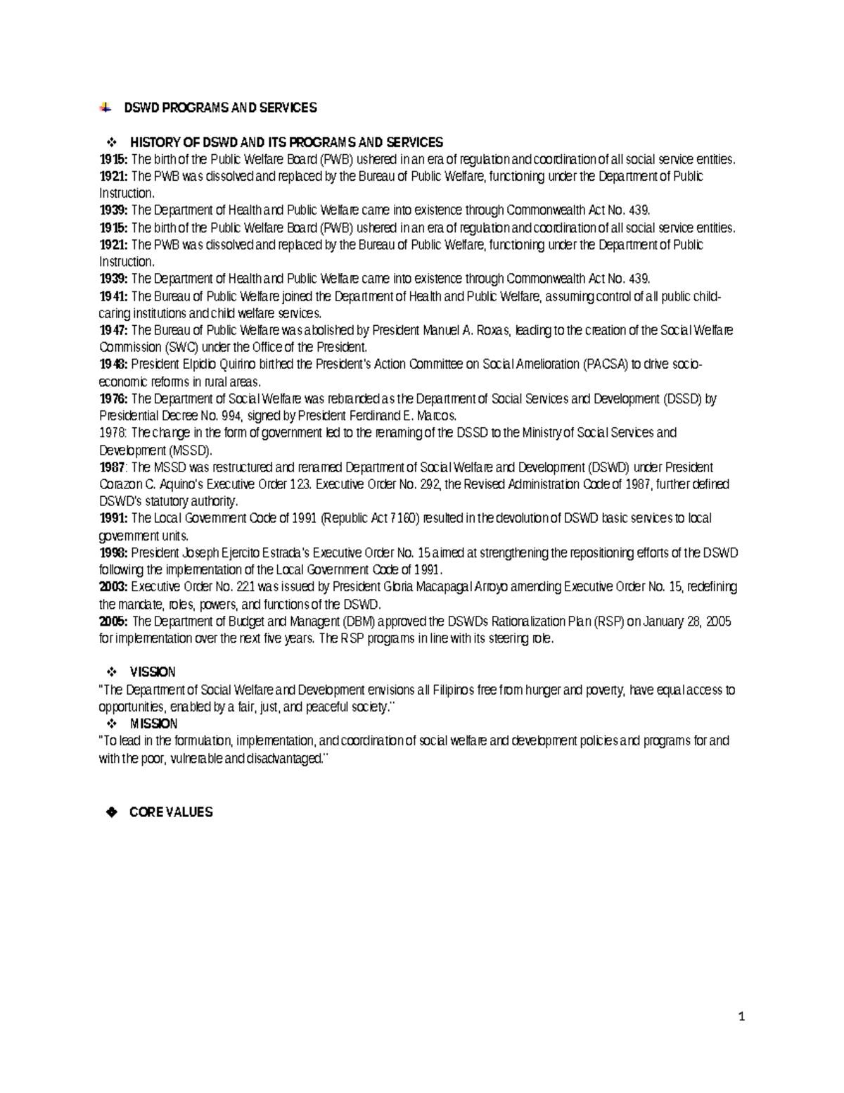DSWD Programs and Services: A Historical Overview and Current ...