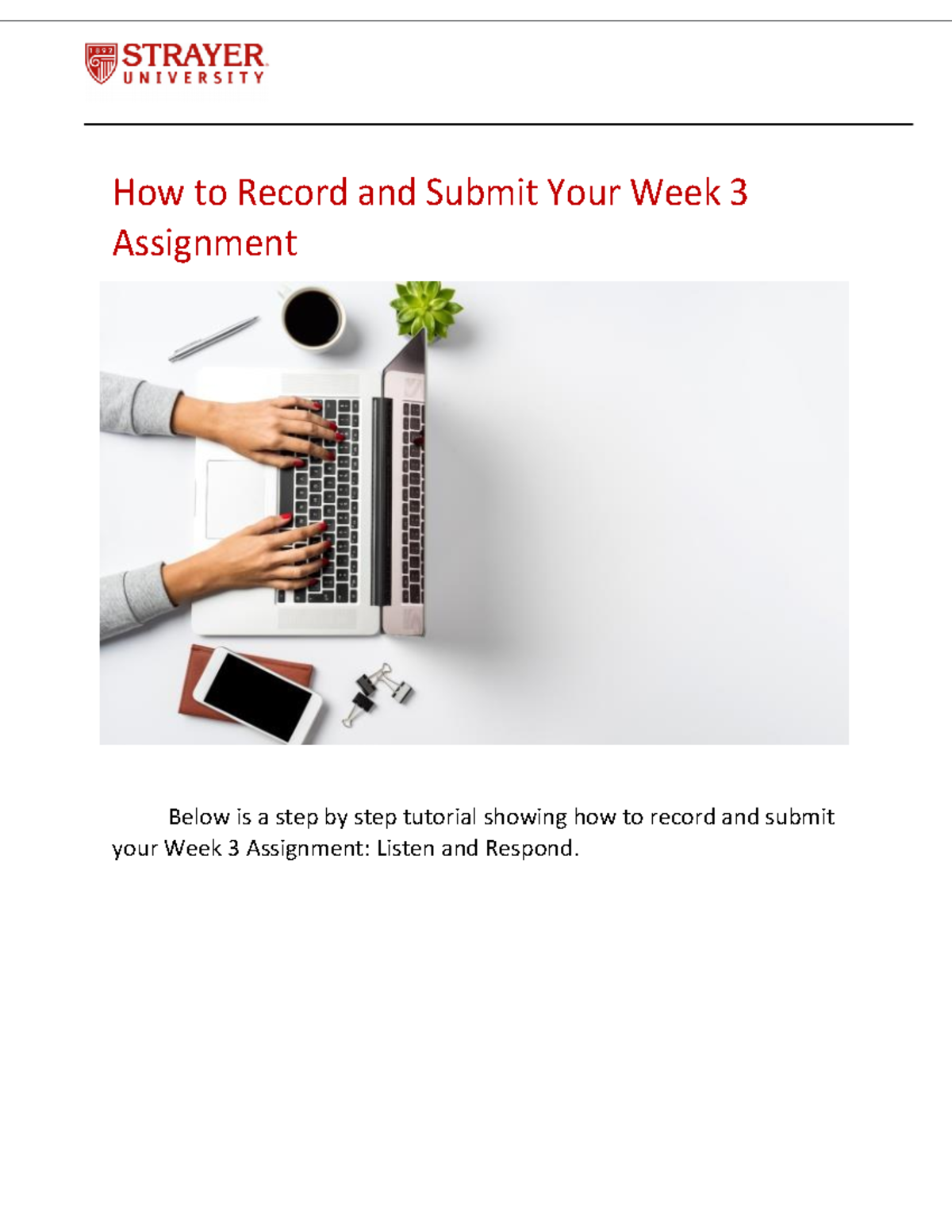 How to Record & Submit Week 3 Assignment: Step-by-Step Guide - Studocu