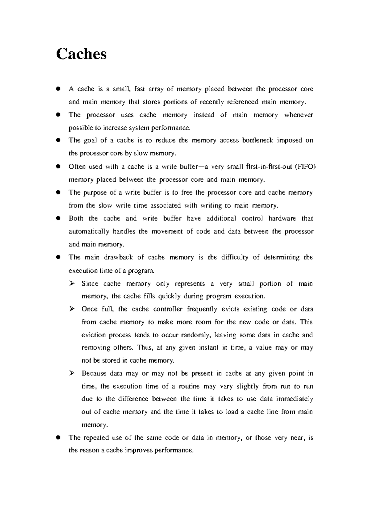 MC 5 - Lecture Notes on Cache Memory Architecture and Management - Studocu