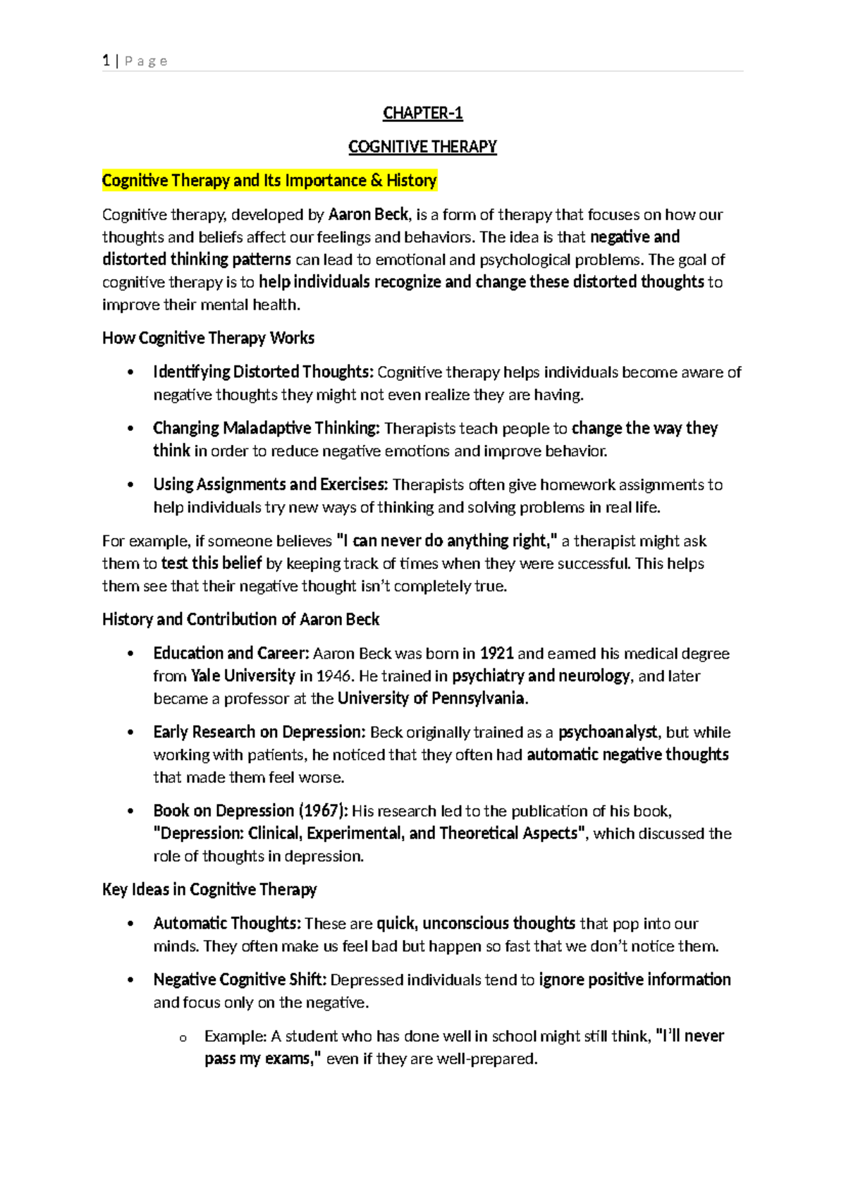 COG 101: Cognitive Therapy Overview and Key Techniques in Practice ...