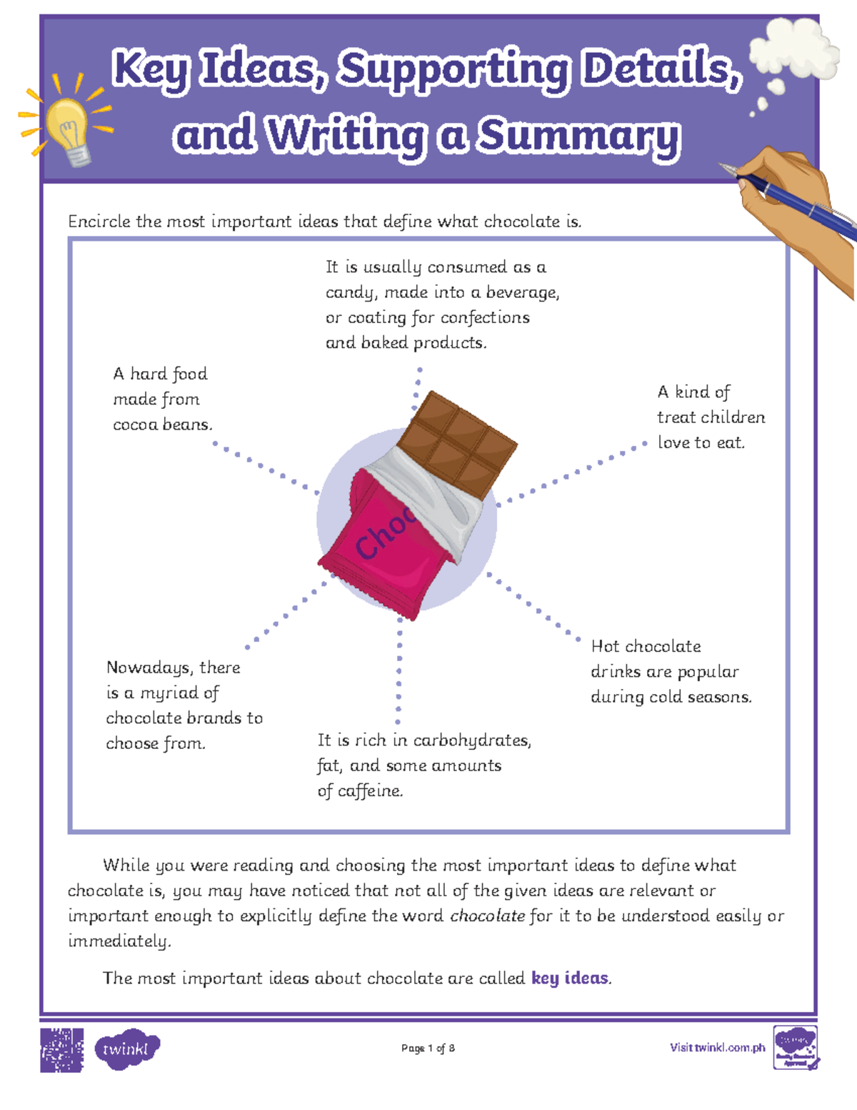 Key Ideas, Supporting Details, and Summary Writing Guide (ENG 101 ...