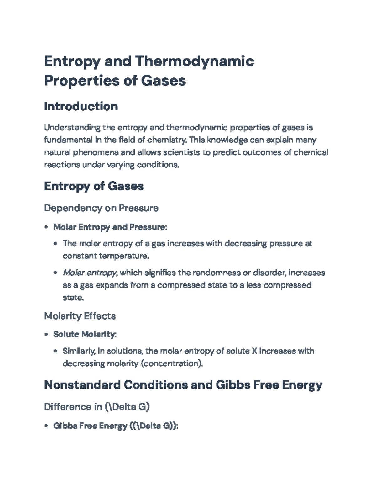 Thermodynamics and Entropy of Gases - Key Concepts and Calculations ...