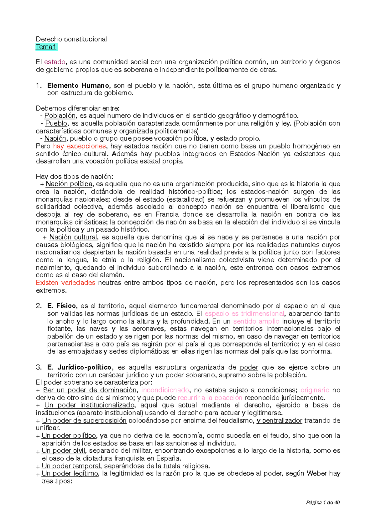Derecho Constitucional I: Elementos del Estado y su Evolución - Studocu