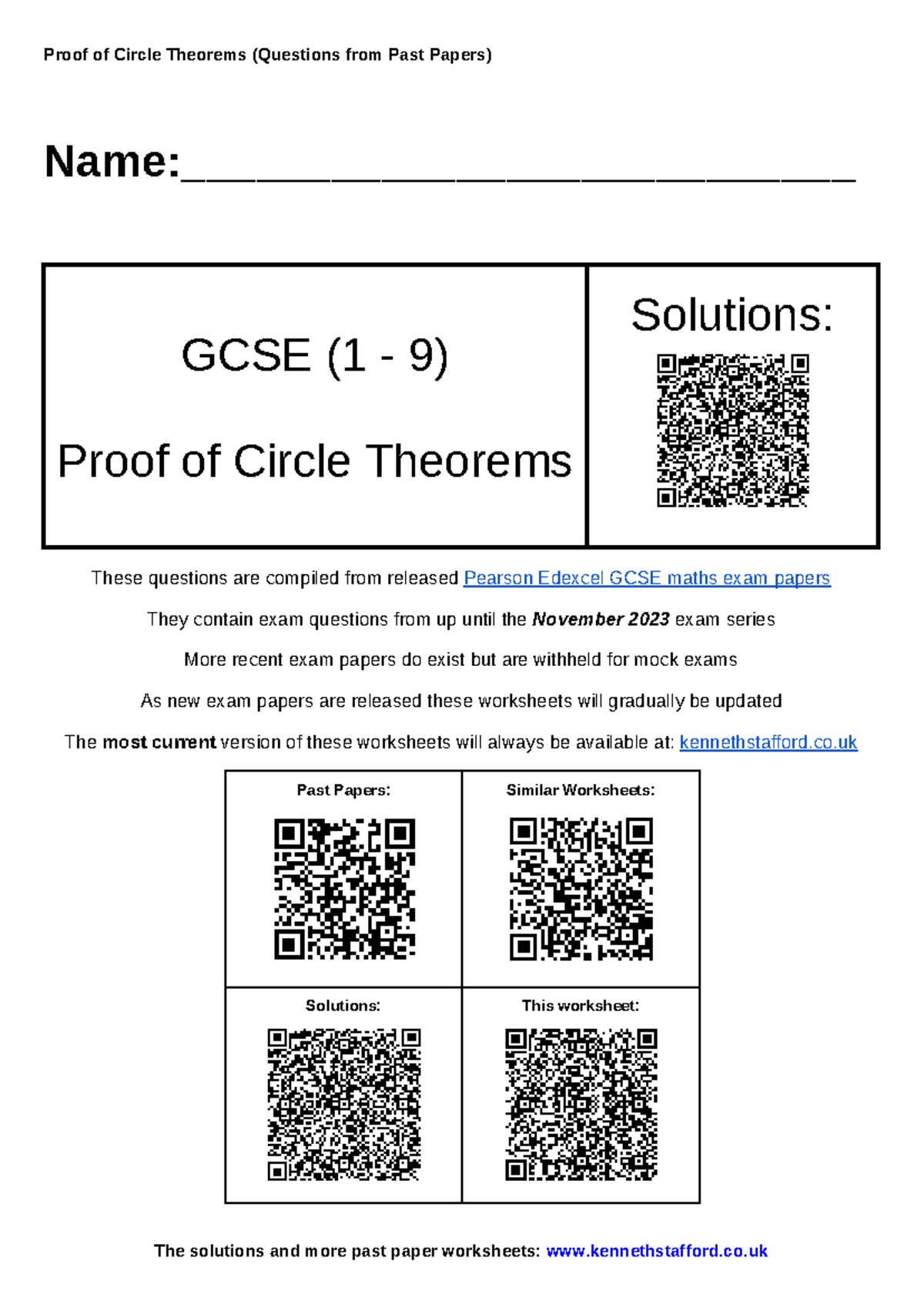 GCSE (1 9) Proof of Circle Theorems: Past Paper Questions & Solutions ...