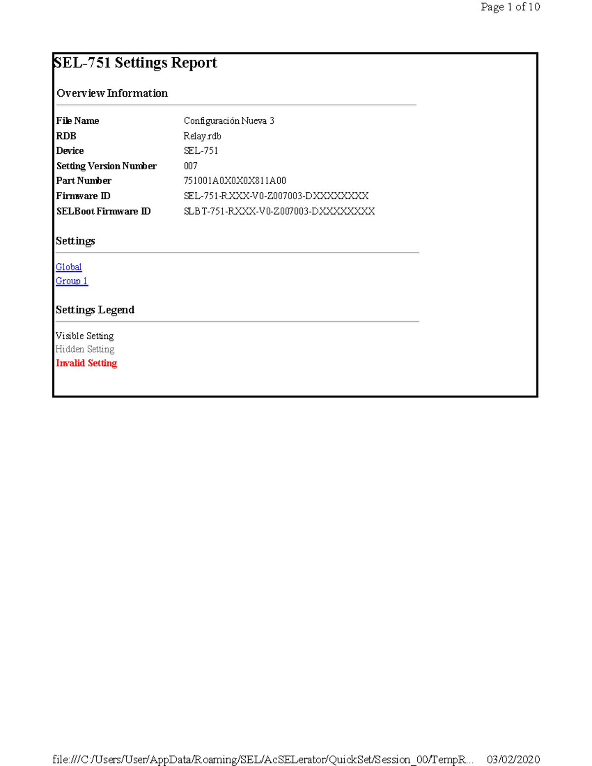 RDB Settings Report Overview for Configuración Nueva 3 - Studocu