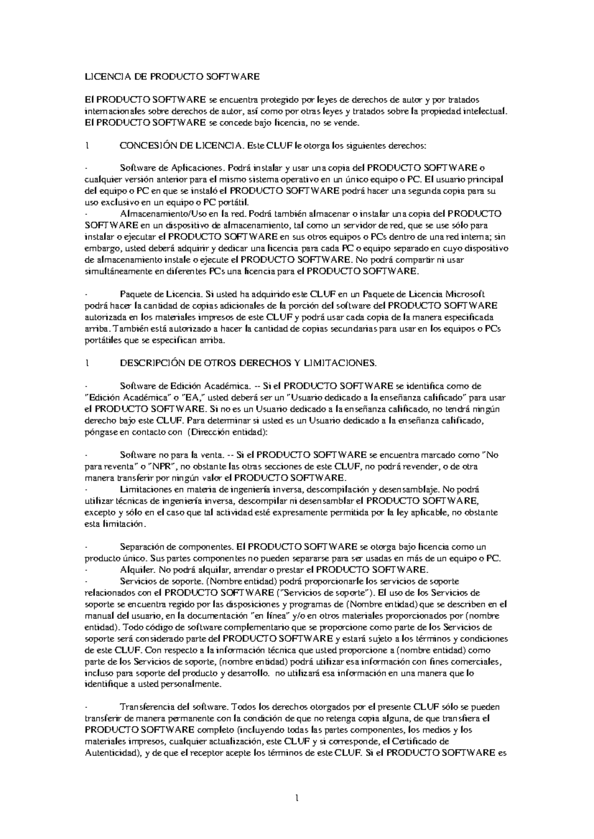 Modelo de CLUF para Licencia de Software en PDF - Studocu