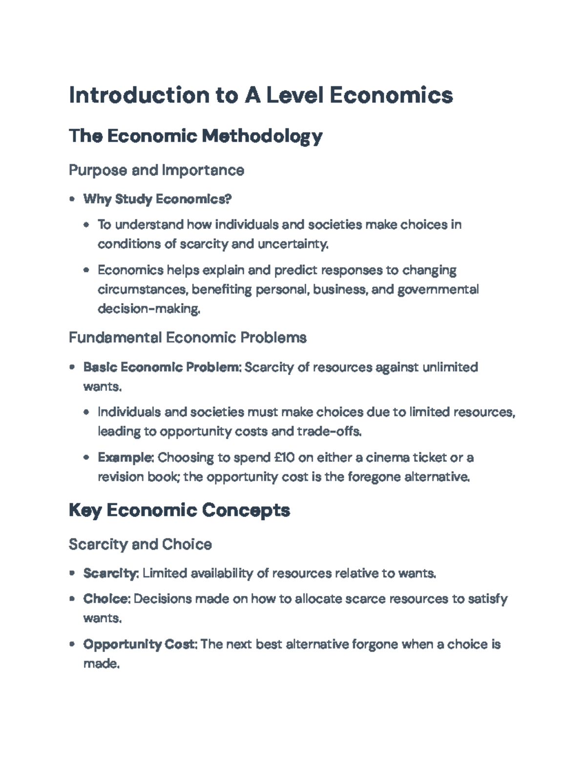 A Level Economics: Understanding Key Concepts and Economic Methodology ...