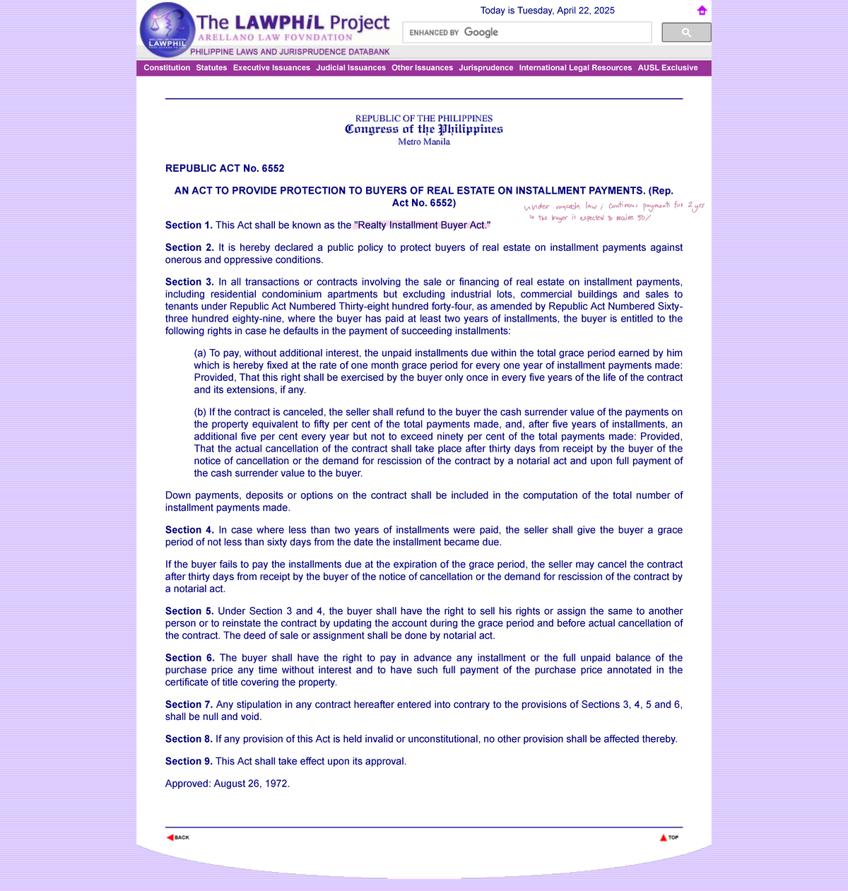MACEDA LAW: REPUBLIC ACT No. 6552 - Buyer Protection in Real Estate ...