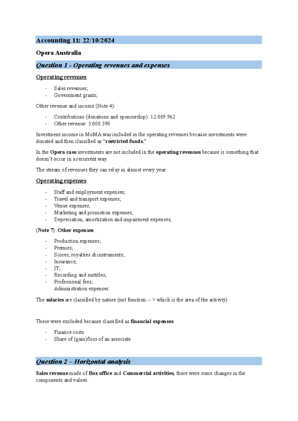Accounting 11: Opera Australia Financial Analysis and Insights - Studocu
