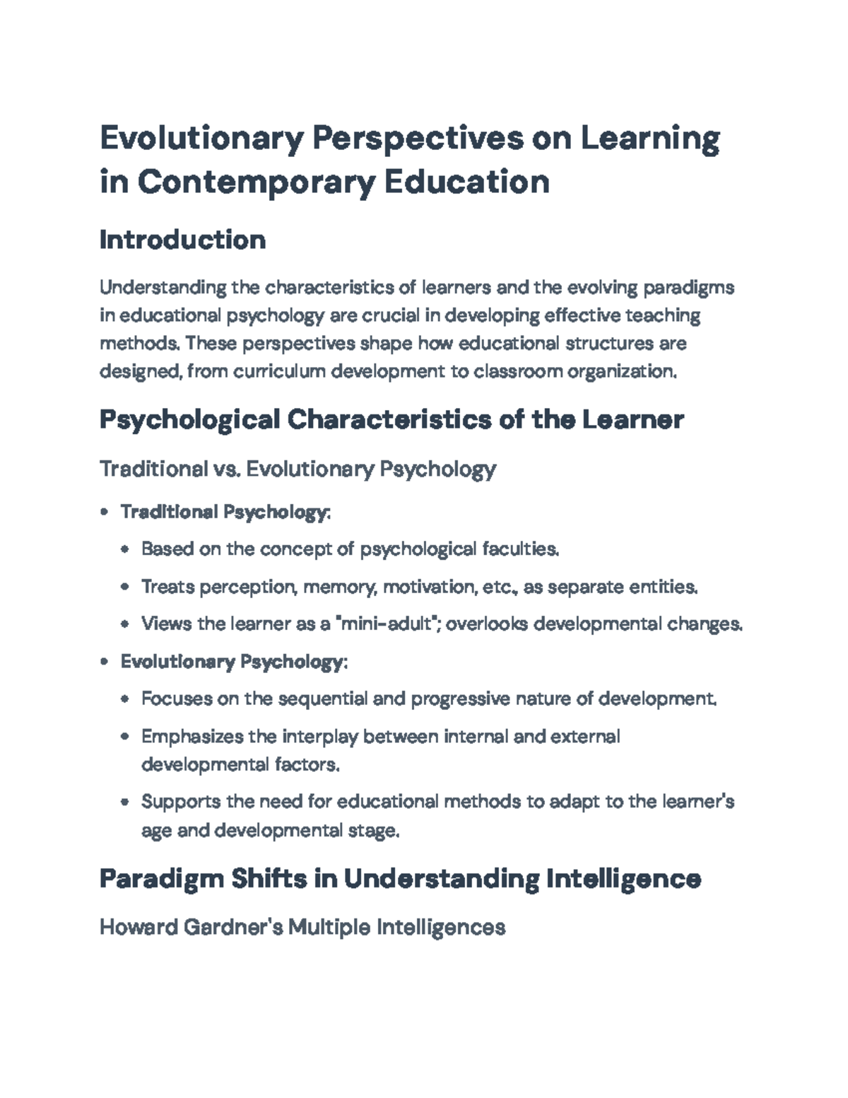 Evolutionary Psychology and Learning in Contemporary Education ...