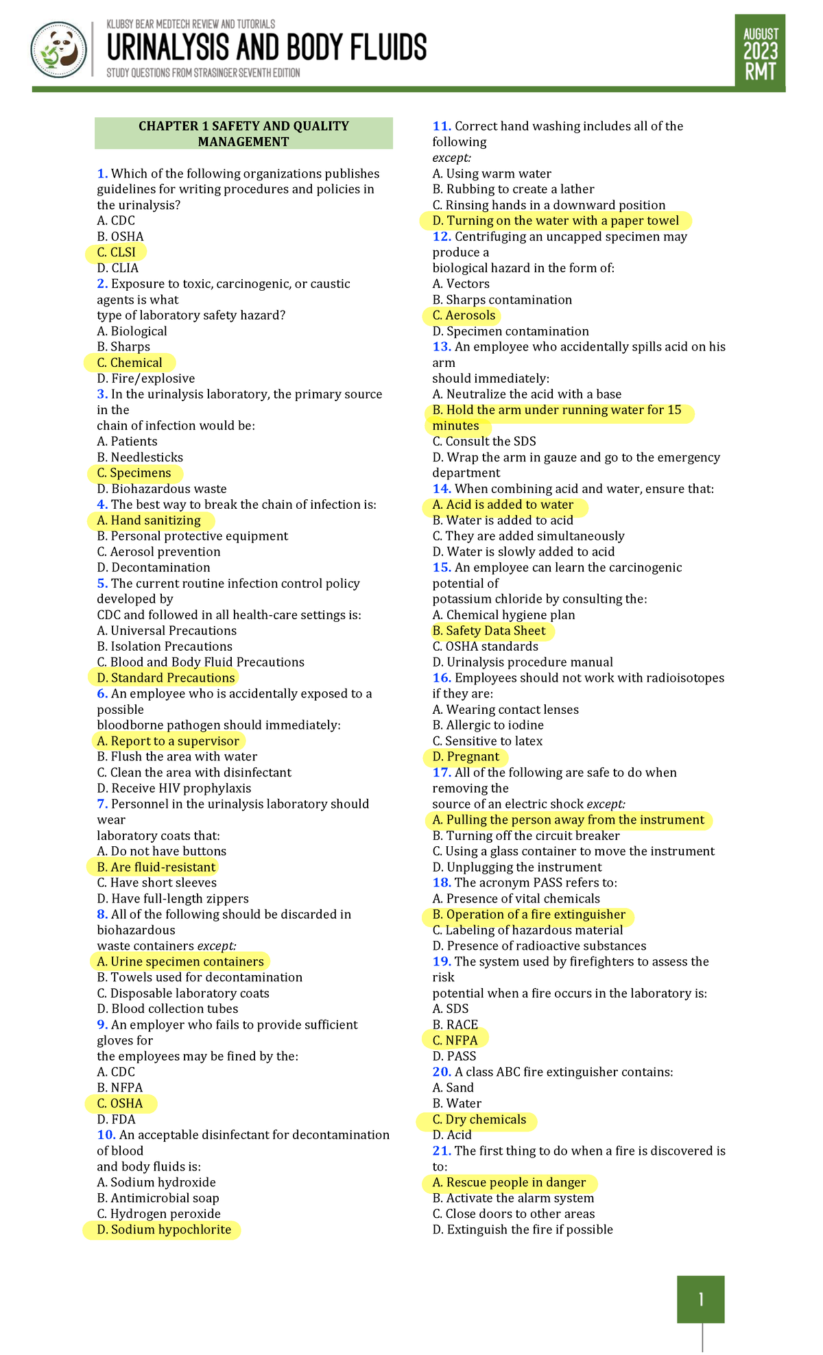 CM- Strasinger 7TH ed - Lecture notes - ͳ - Studocu