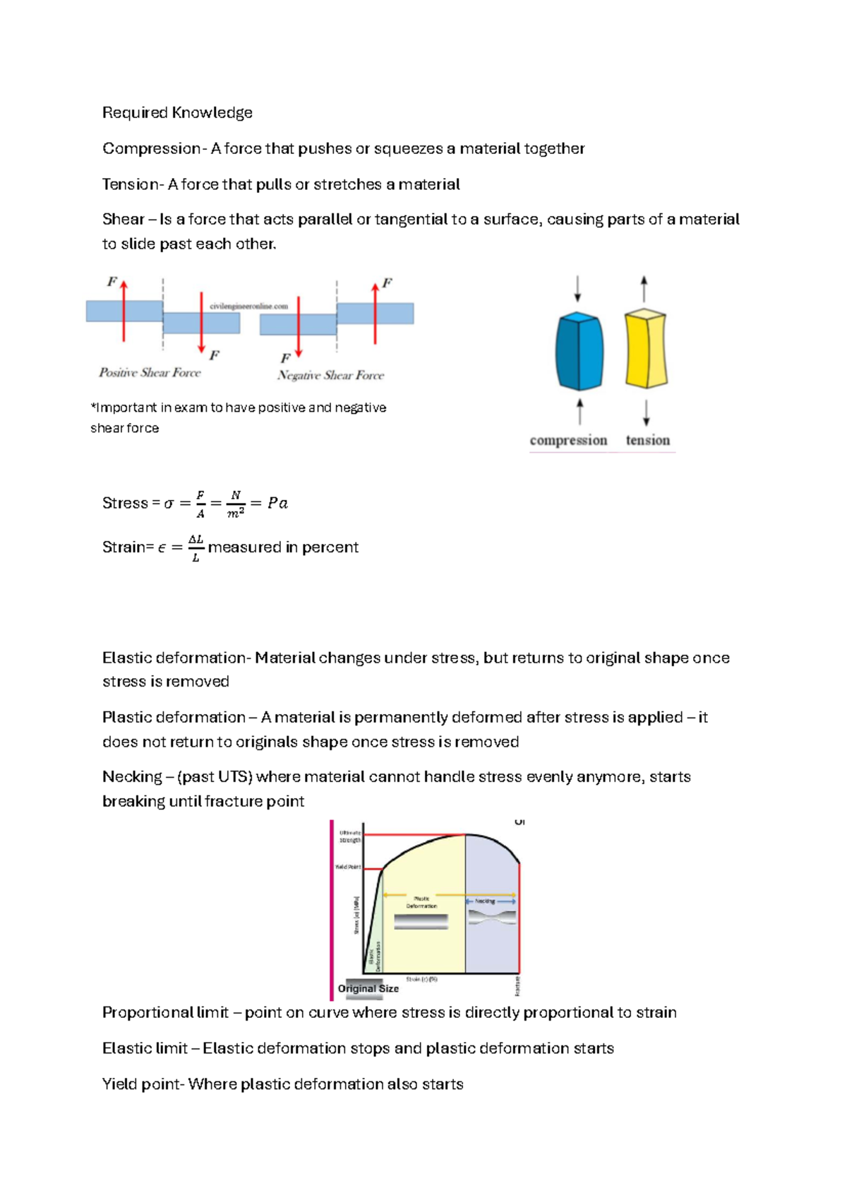 Engineering IA2 Notes: Understanding Material Forces and Properties ...