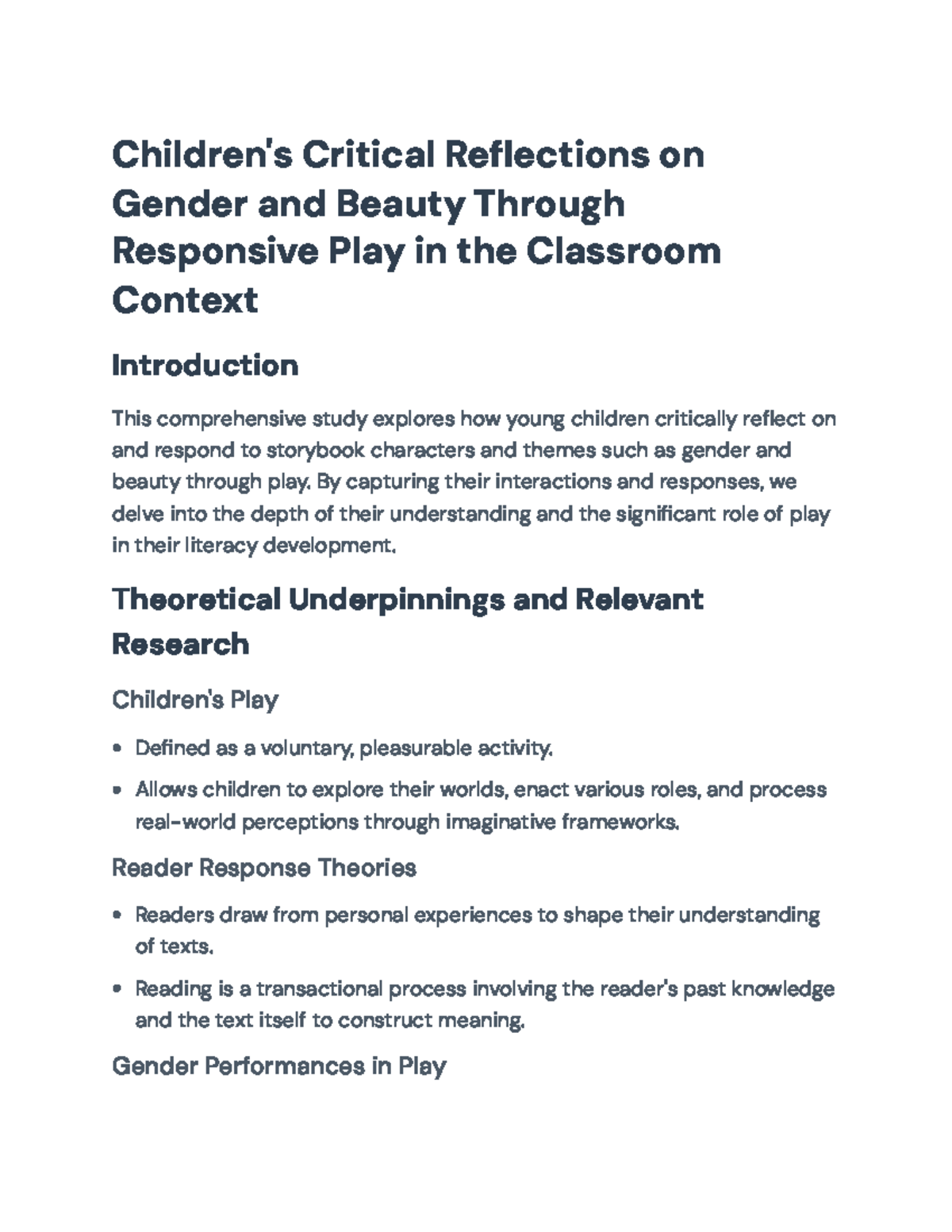 Children's Critical Reflections on Gender & Beauty Through Play ...