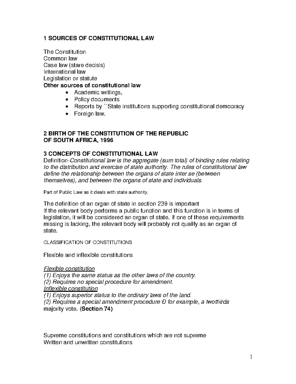 Constitutional Law Summary: Key Concepts and Principles (Course Code ...