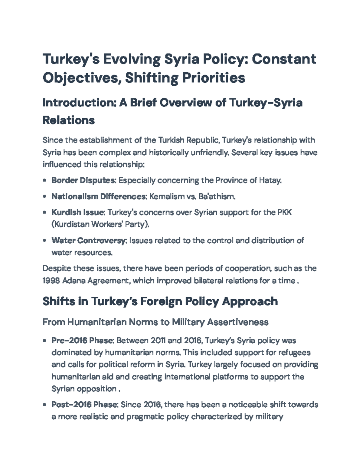 Turkey’s Evolving Syria Policy: Constant Objectives, Shifting ...