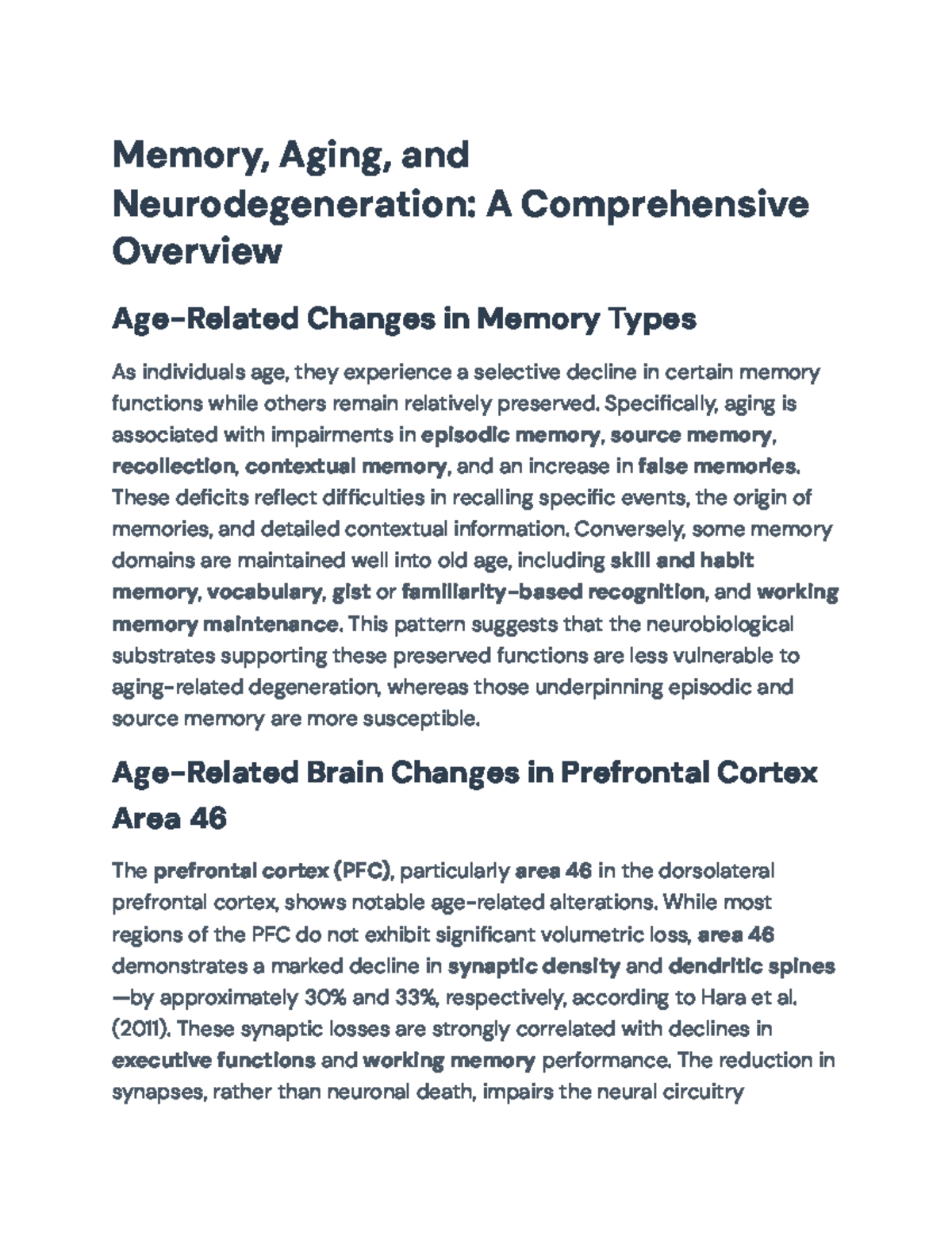 Memory, Aging, and Alzheimer's Disease: Insights and Implications - Studocu