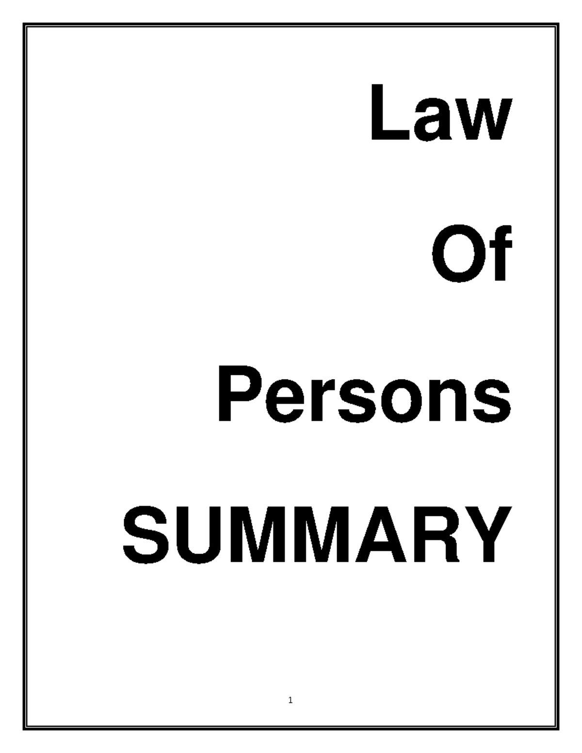 Law of Persons Summary: Key Concepts and Definitions - Studocu