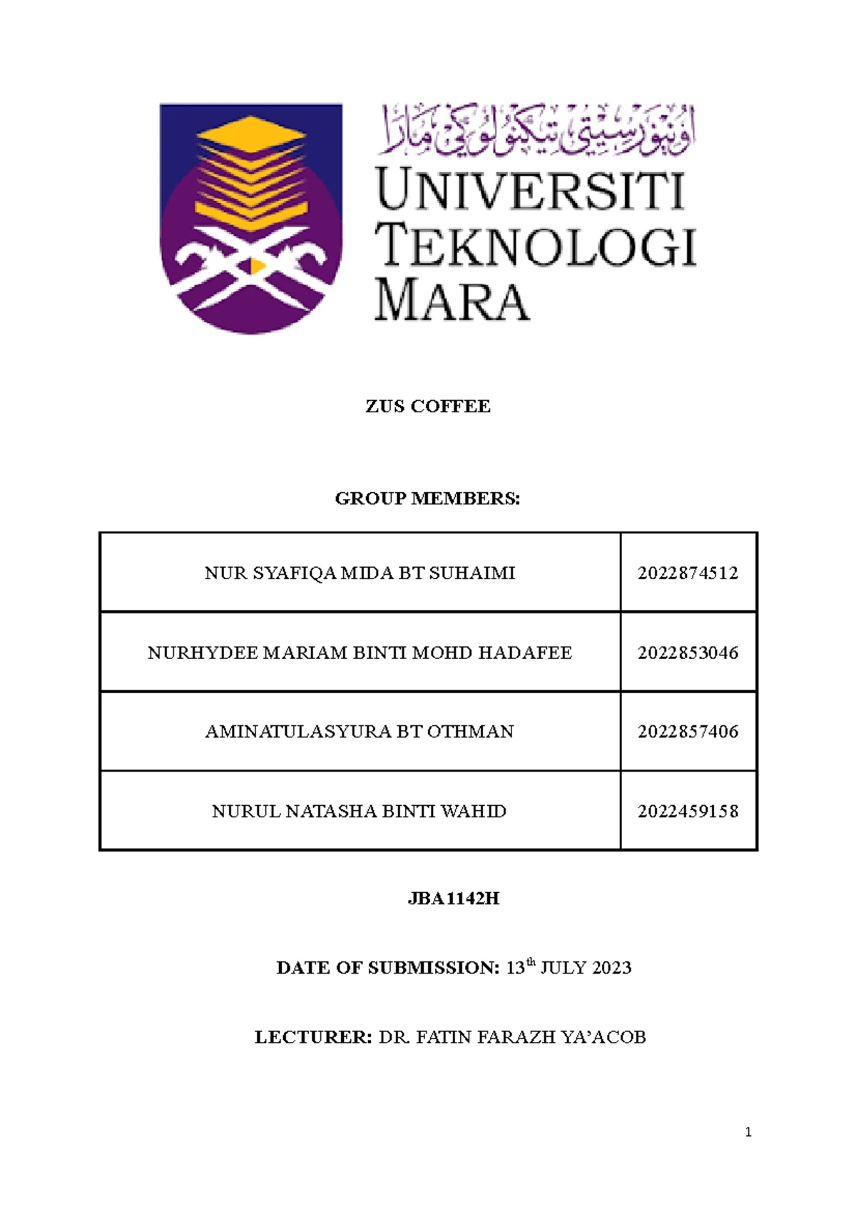 Lesson Plan for MGT334: ICT Application in Business (Sem Mac-Aug 2023 ...