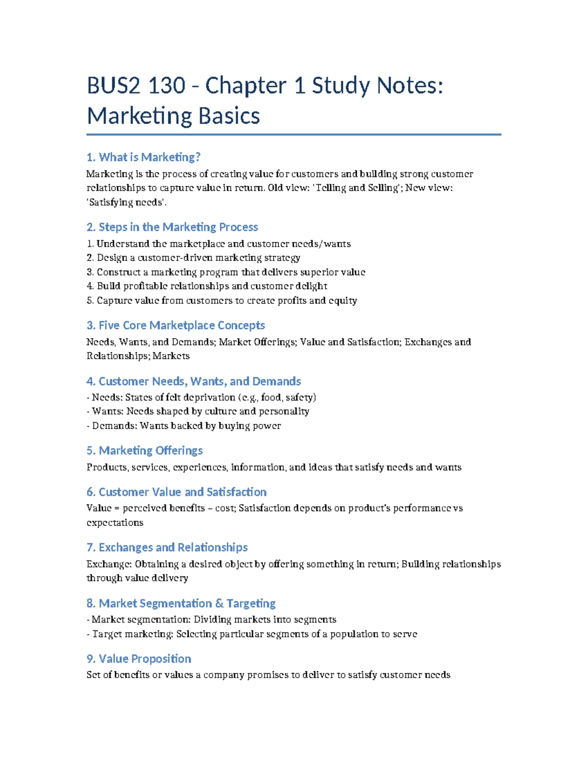 BUS2 130 Chapter 2 Study Guide: Company & Marketing Strategy Overview ...