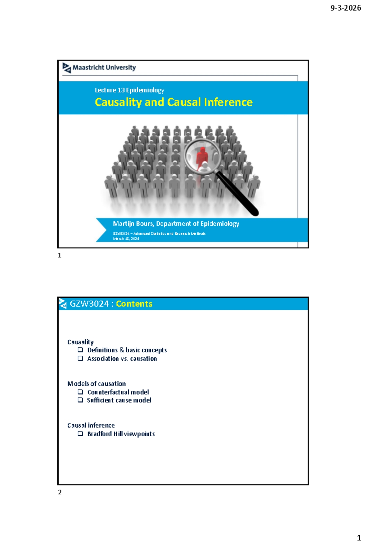 GZW3024 Lecture 13: Causality and Causal Inference - Studeersnel