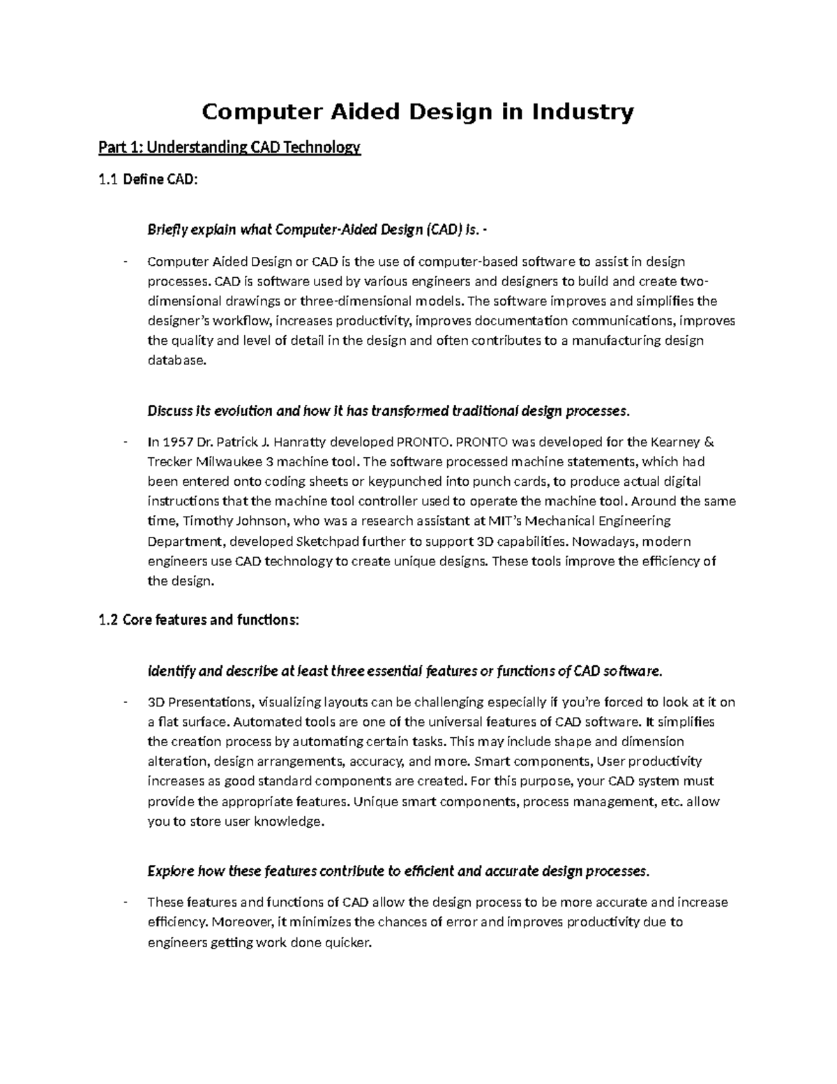Computer Aided Design in Industry - Computer Aided Design or CAD is the ...
