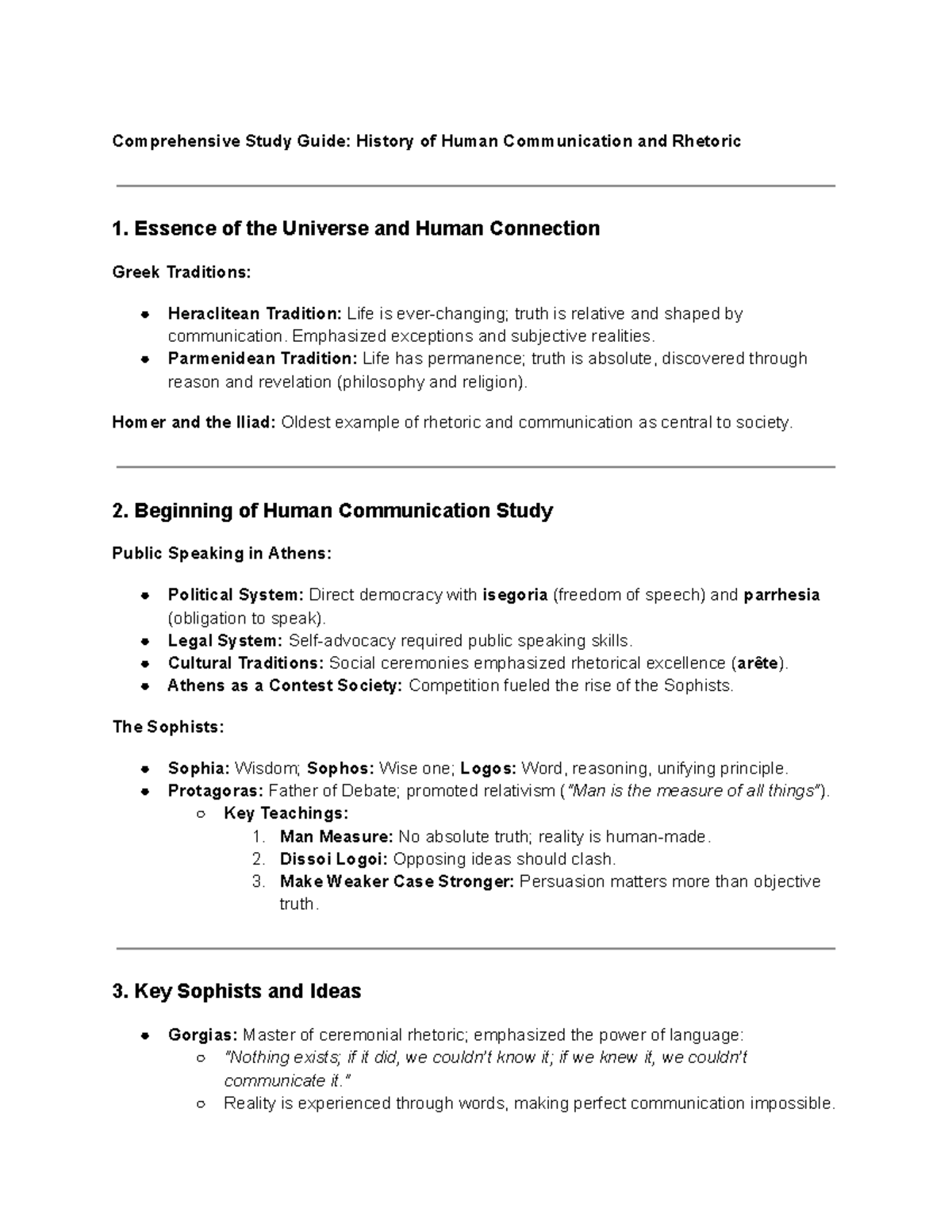 Comm 101 Final Exam Study Guide: History of Communication & Rhetoric ...