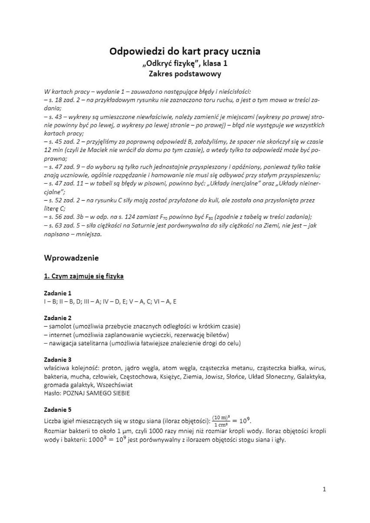 Test Z Działu Praca Moc Energia Odpowiedzi