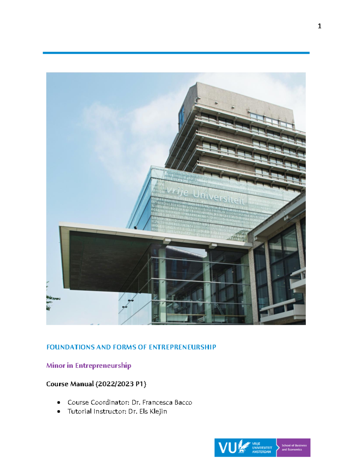 FFE Course Manual - Foundations and Forms of Entrepreneurship P1 2022 ...