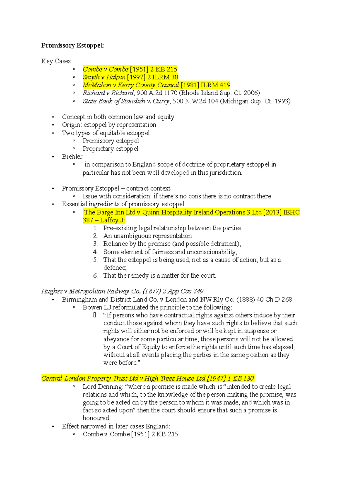 Promissory Estoppel in Equity Law: Key Concepts and Cases Overview ...