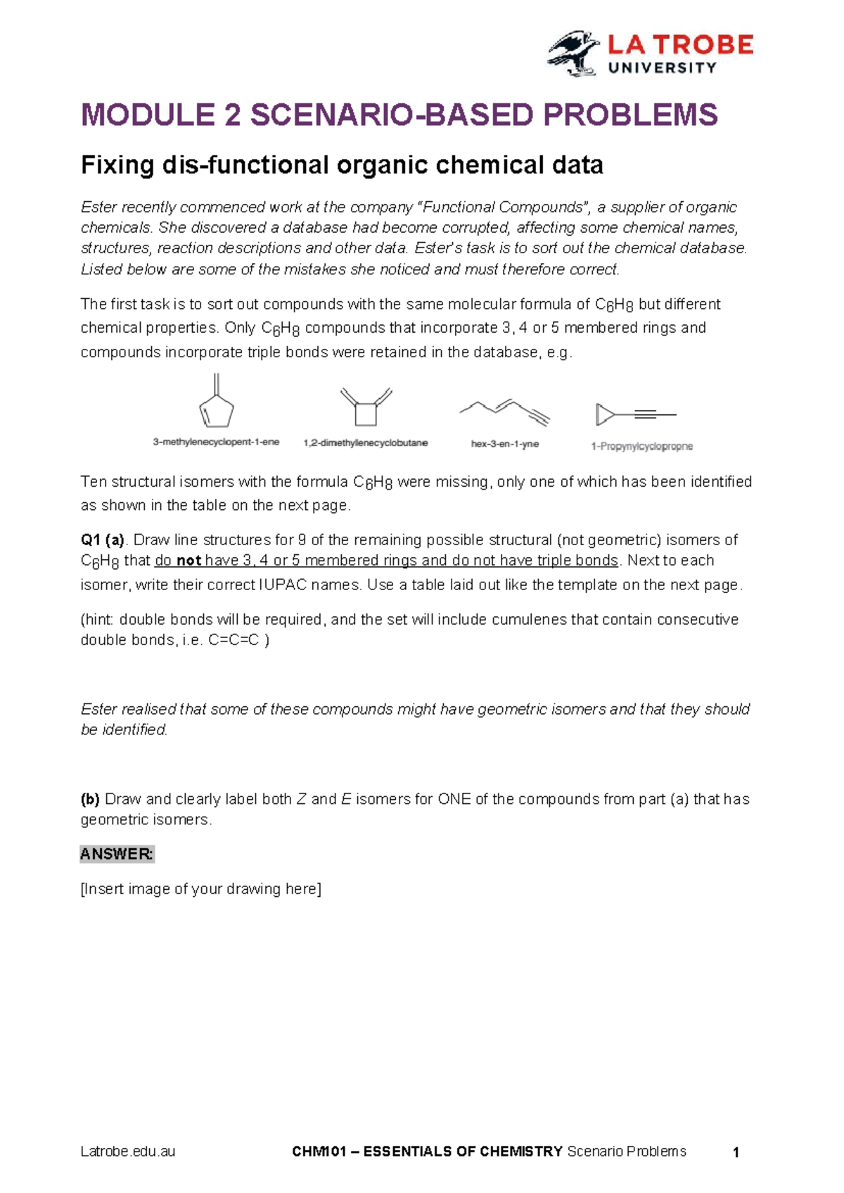 Module 2 CHM101 - Scenario-Based Problems: Correcting Chemical Data ...