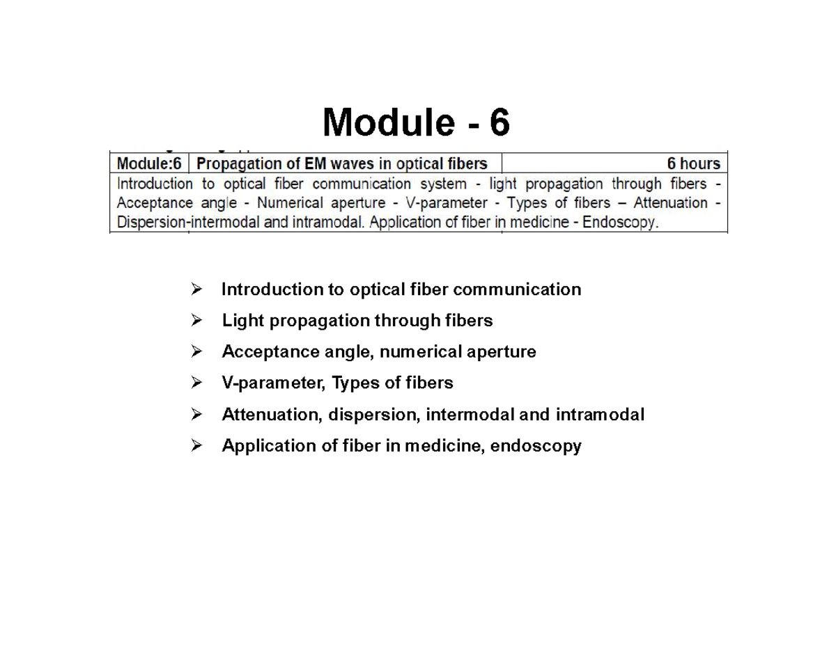 Module 6 - Optical Fiber Communication Overview and Key Concepts - Studocu