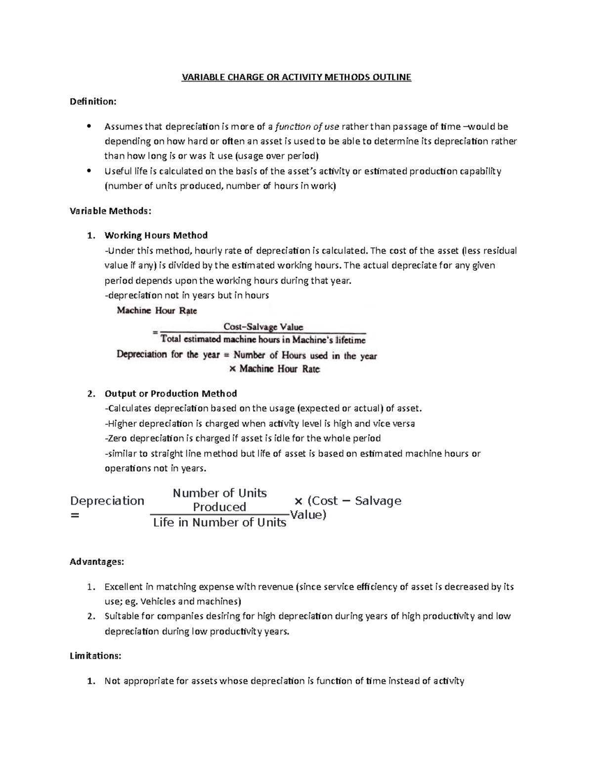 Variable Charge OR Activity Methods Outline - VARIABLE CHARGE OR ...