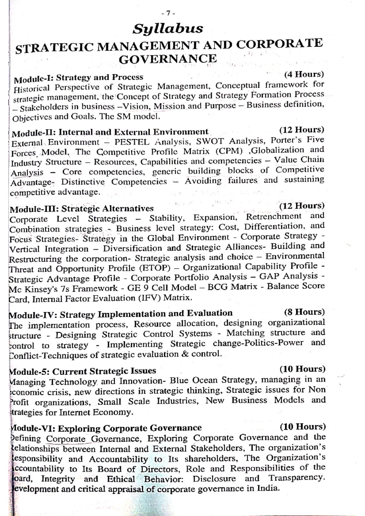 SMCG Txtbook - full notes - Syllabus STRATEGIC MANAGEMENT AND CORPORATE ...
