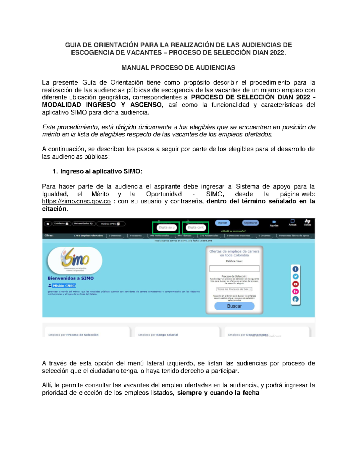 Guía para Audiencias de Selección - Proceso DIAN 2022 - Studocu