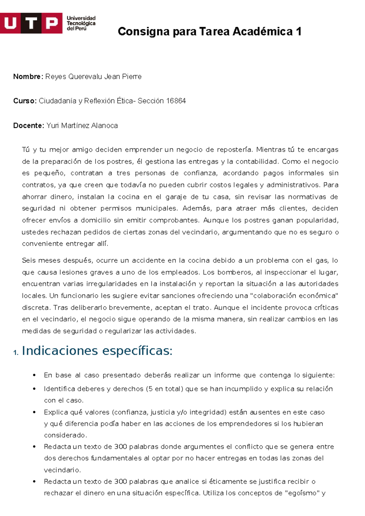 TA1: Informe sobre Incumplimiento de Derechos y Valores Éticos en ...
