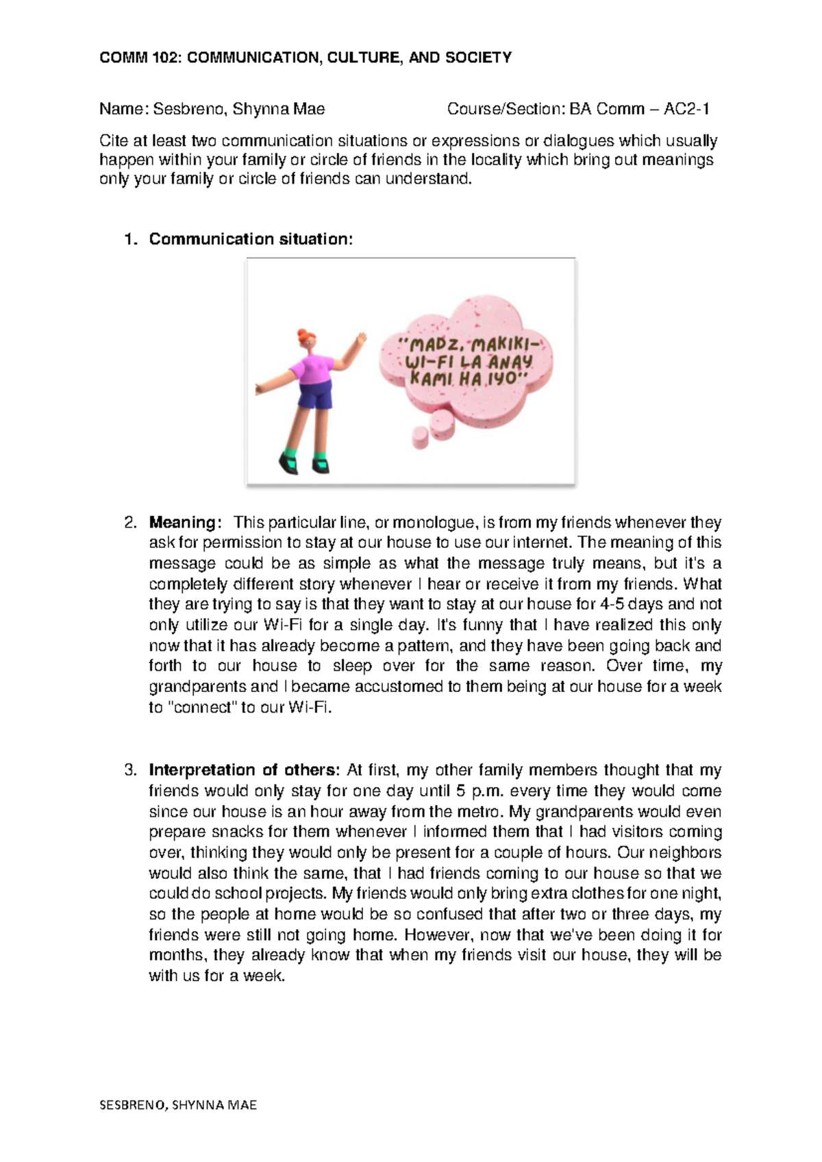 18-Sesbreno Communication Situations - COMM 102: COMMUNICATION, CULTURE ...