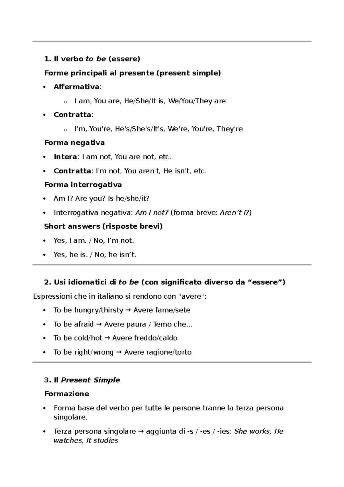 Riassunti di Inglese: Verbo 