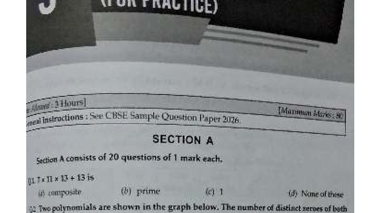 CBSE Sample Question Paper 2026: Allowed 3 Marks Instructions - Studocu