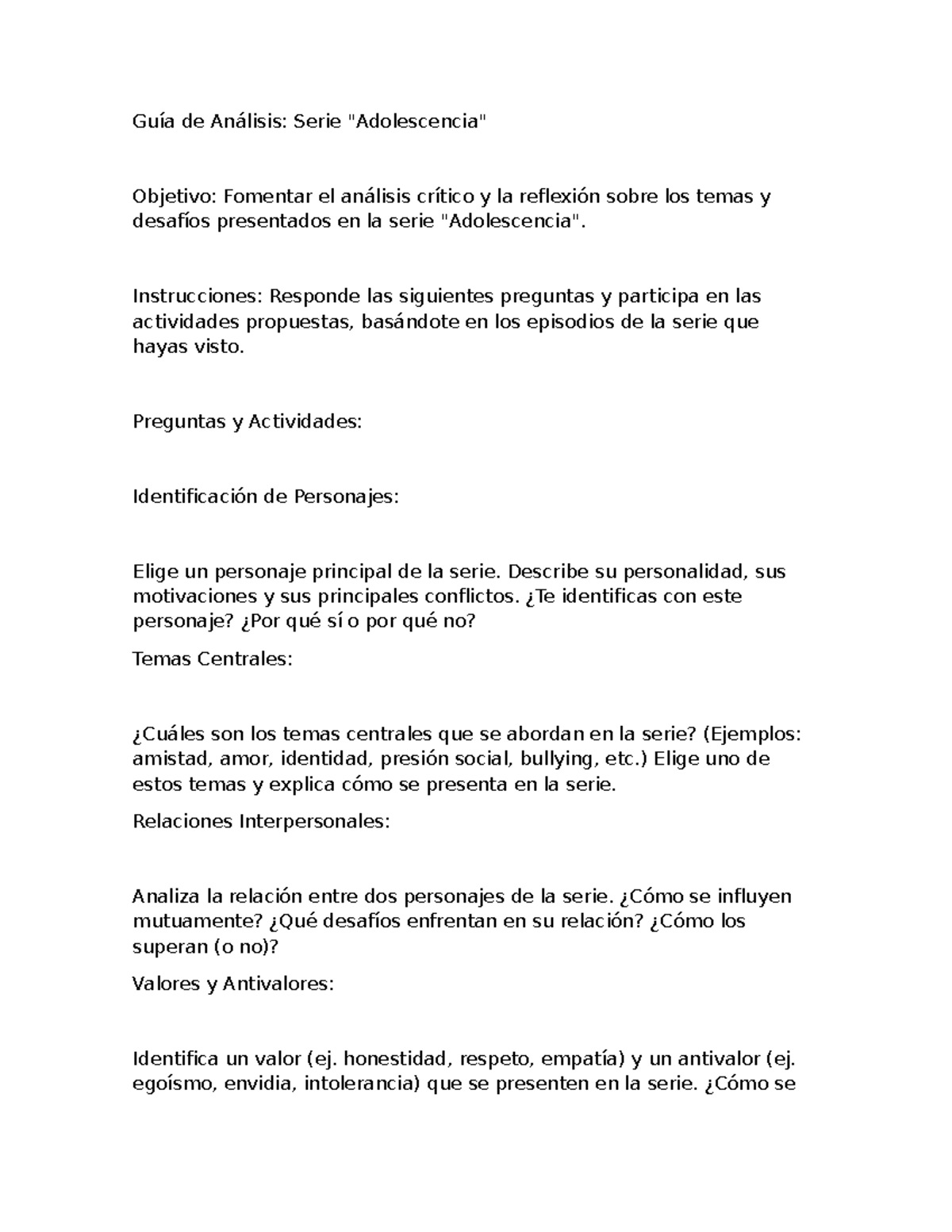 Análisis Crítico de la Serie: Adolescencia - Apuntes - Studocu