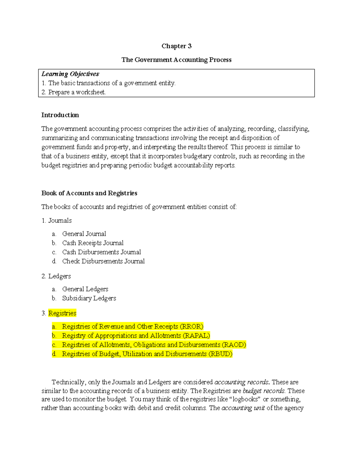 Chapter 3: The Government Accounting Process (Module-3-Government ...