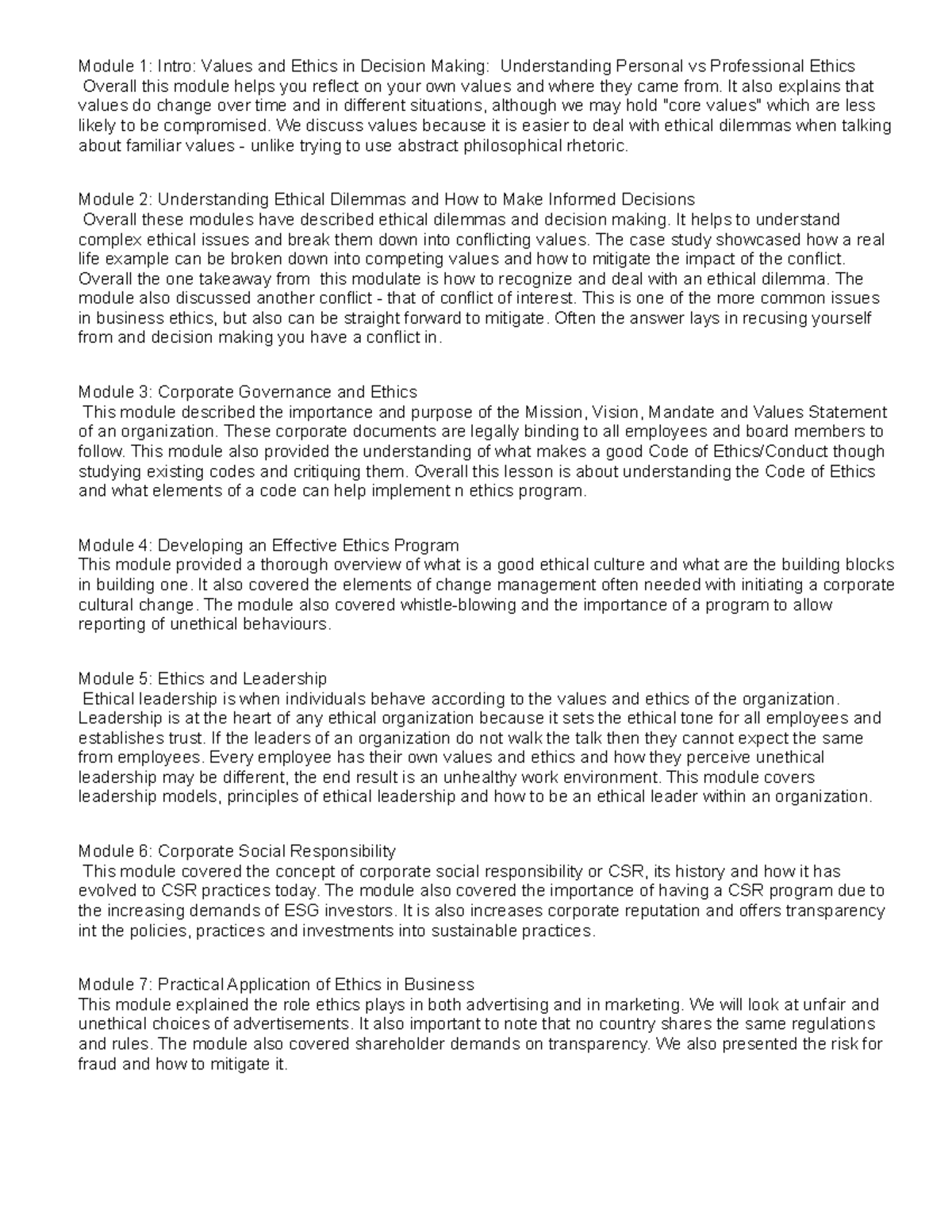 BUSI5802V Business Ethics Module Summaries & Key Concepts - Studocu