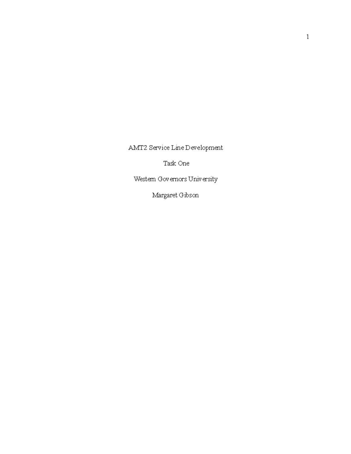 AMT2 Task 1 - Service Line Development Recommendations and Analysis ...
