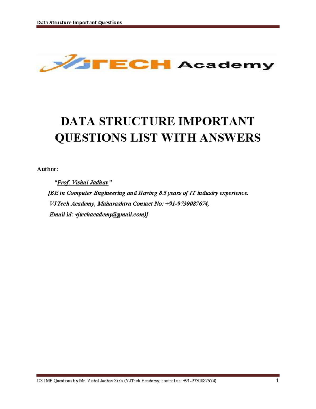 Data Structure Important Questions - DS IMP Qs for Computer Engg - Studocu