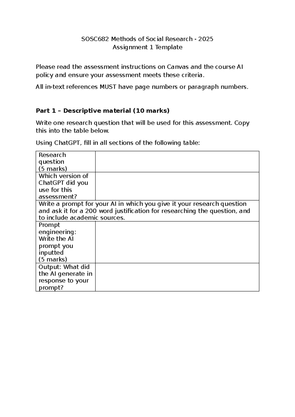 SOSC682 Assignment 1 Template - SOSC682 Methods of Social Research ...