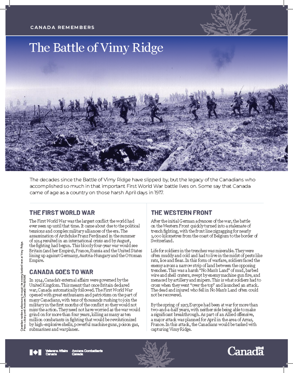 VIMY 101: The Legacy of the Battle of Vimy Ridge in WWI - Studocu